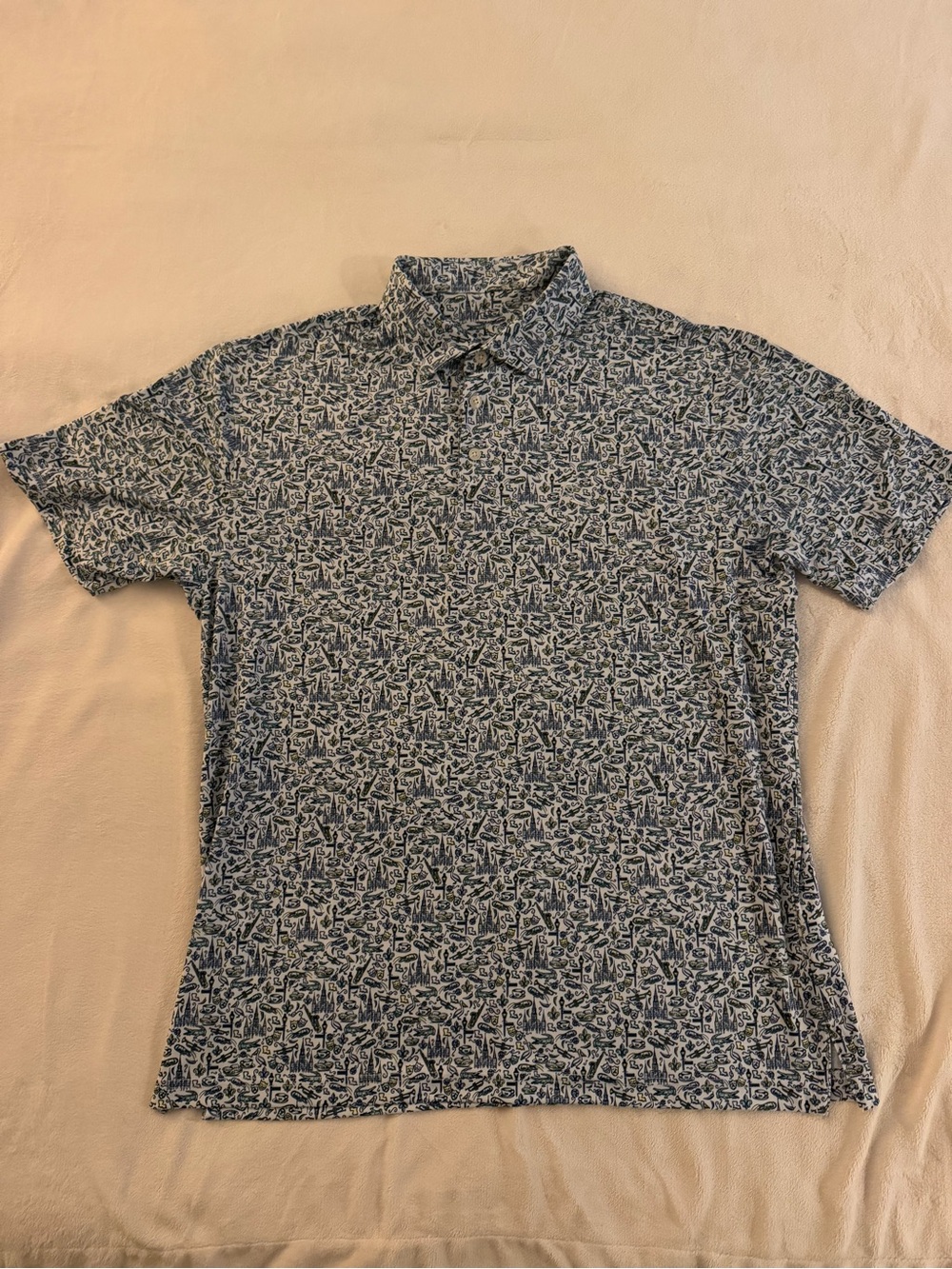 Rhoback Men’s Performance Polo The Quarter White Navy Large L